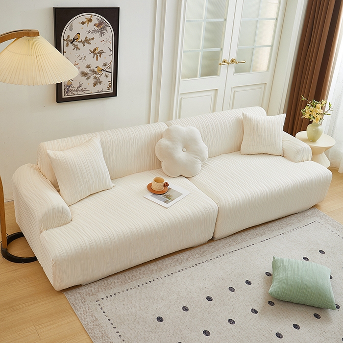 91家纺网 家纺一手货源 找家纺 （总）丝绮鹿 2025新款提花绒沙发套水波纹松紧款