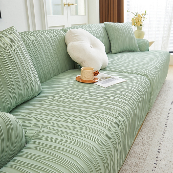 91家纺网 家纺一手货源 找家纺 （总）丝绮鹿 2025新款提花绒沙发套水波纹松紧款