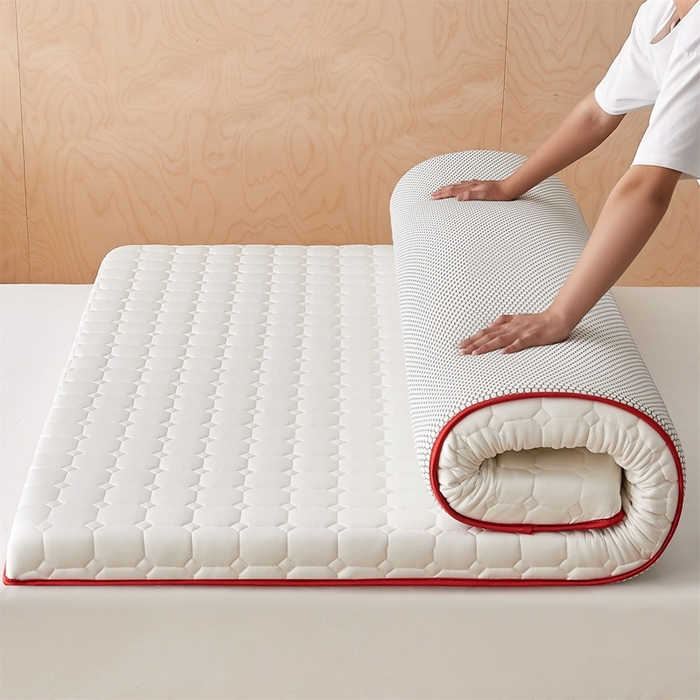 芊梵床垫 2025新款牛奶丝棉花硬质棉床垫-成人款 格子白