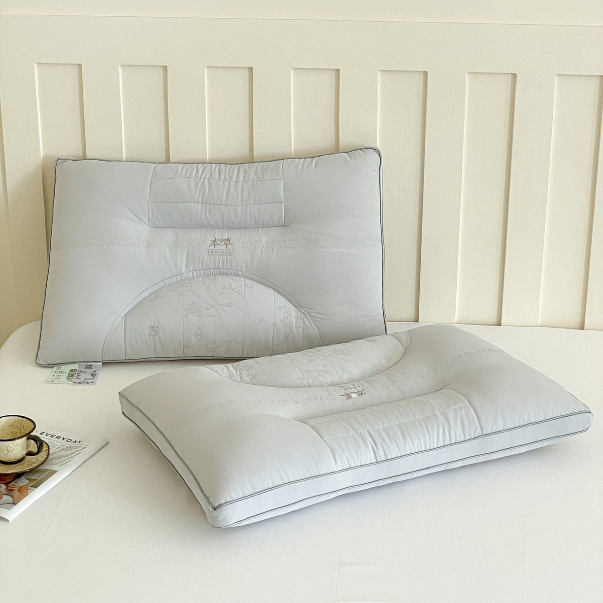 91家纺网 家纺一手货源 找家纺 爱尚家枕芯 2025新款草本决明子分区枕枕头枕芯 灰 48*74cm/只