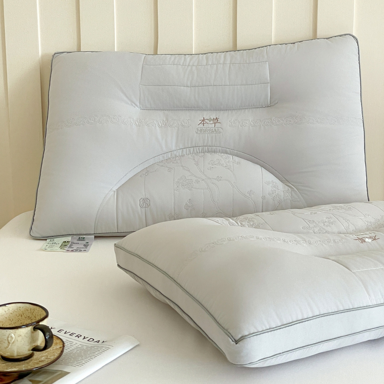 91家纺网 家纺一手货源 找家纺 爱尚家枕芯 2025新款草本决明子分区枕枕头枕芯 灰 48*74cm/只