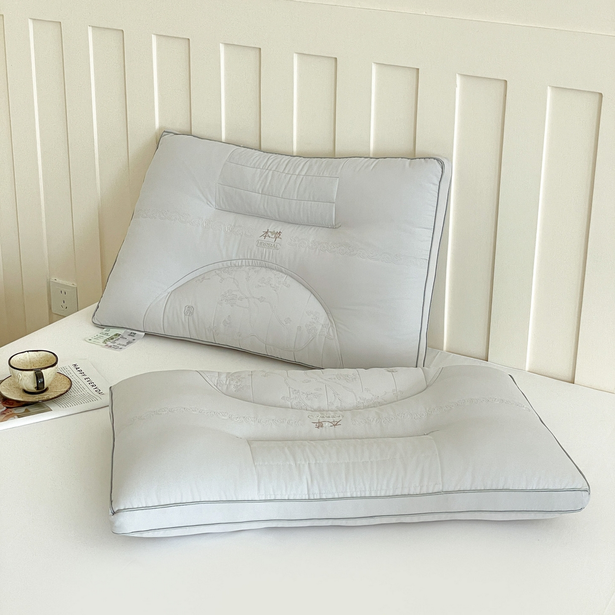 91家纺网 家纺一手货源 找家纺 爱尚家枕芯 2025新款草本决明子分区枕枕头枕芯 灰 48*74cm/只