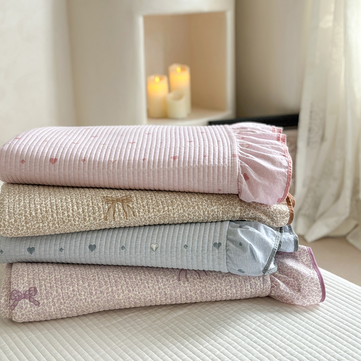 91家纺网 家纺一手货源 找家纺 （总）琳可家居2025新款全棉印花花边床盖可搭配同款被套