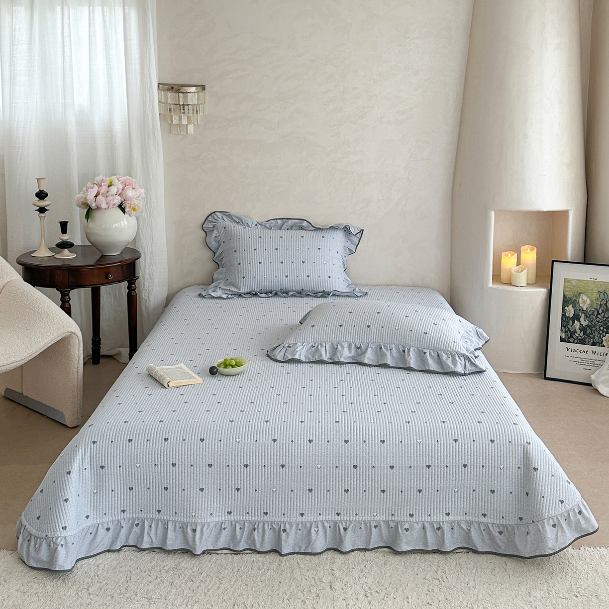 91家纺网 家纺一手货源 找家纺 （总）琳可家居2025新款全棉印花花边床盖可搭配同款被套