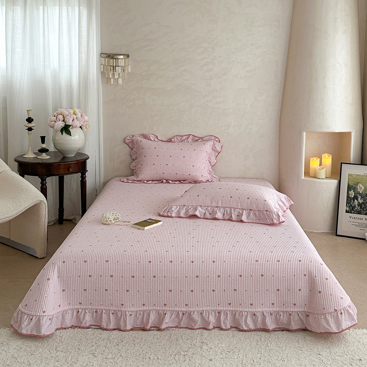 91家纺网 家纺一手货源 找家纺 （总）琳可家居2025新款全棉印花花边床盖可搭配同款被套