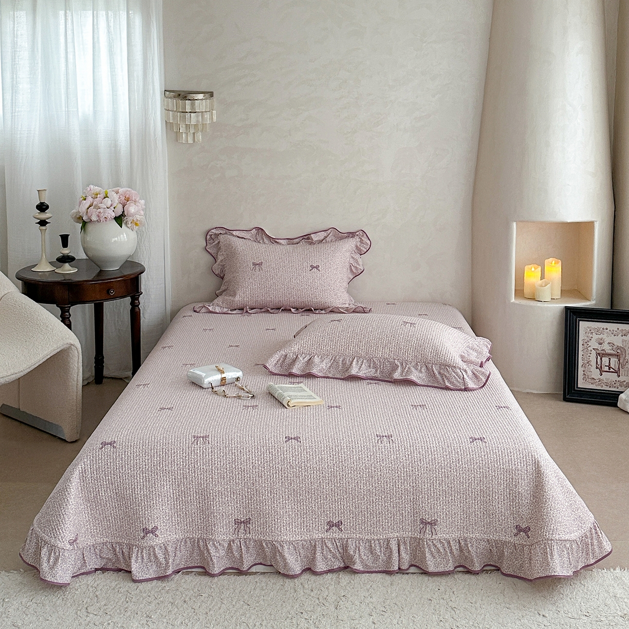 91家纺网 家纺一手货源 找家纺 （总）琳可家居2025新款全棉印花花边床盖可搭配同款被套