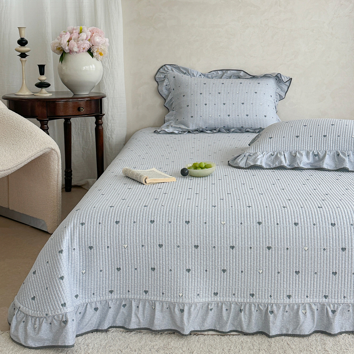 91家纺网 家纺一手货源 找家纺 （总）琳可家居2025新款全棉印花花边床盖可搭配同款被套