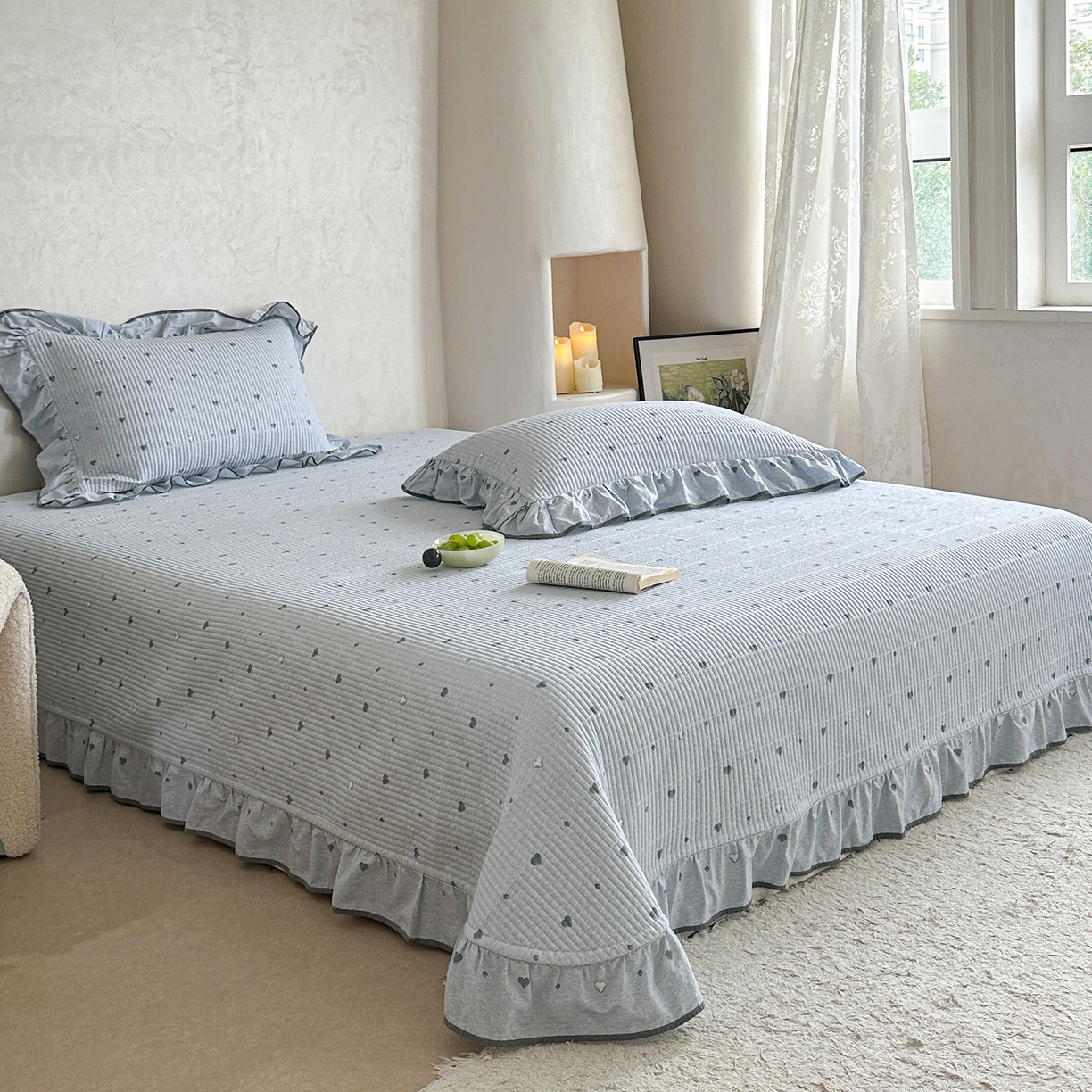 91家纺网 家纺一手货源 找家纺 （总）琳可家居2025新款全棉印花花边床盖可搭配同款被套