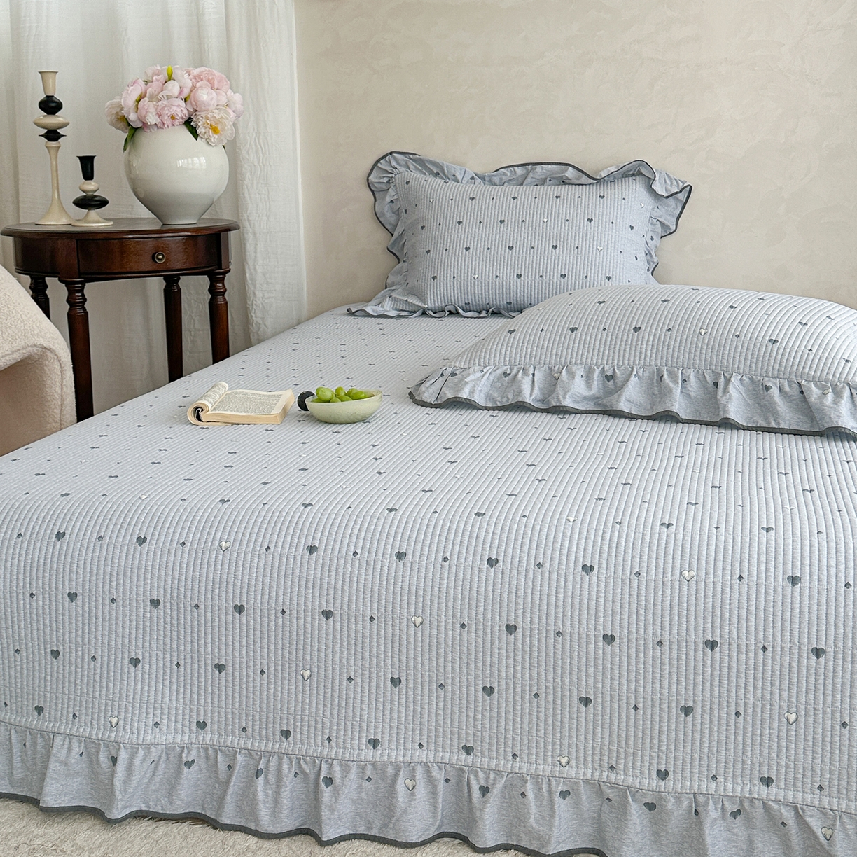 91家纺网 家纺一手货源 找家纺 （总）琳可家居2025新款全棉印花花边床盖可搭配同款被套