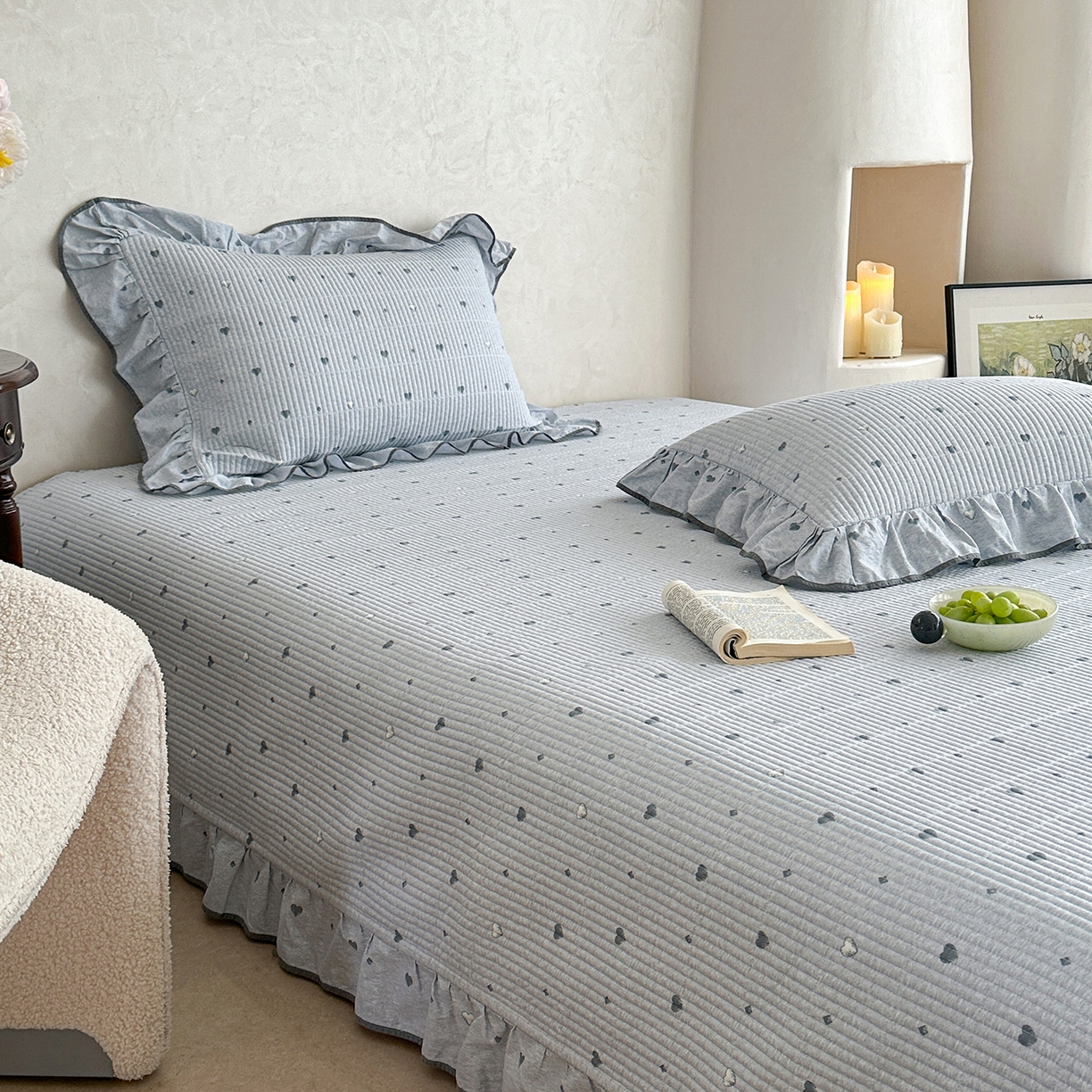 91家纺网 家纺一手货源 找家纺 （总）琳可家居2025新款全棉印花花边床盖可搭配同款被套