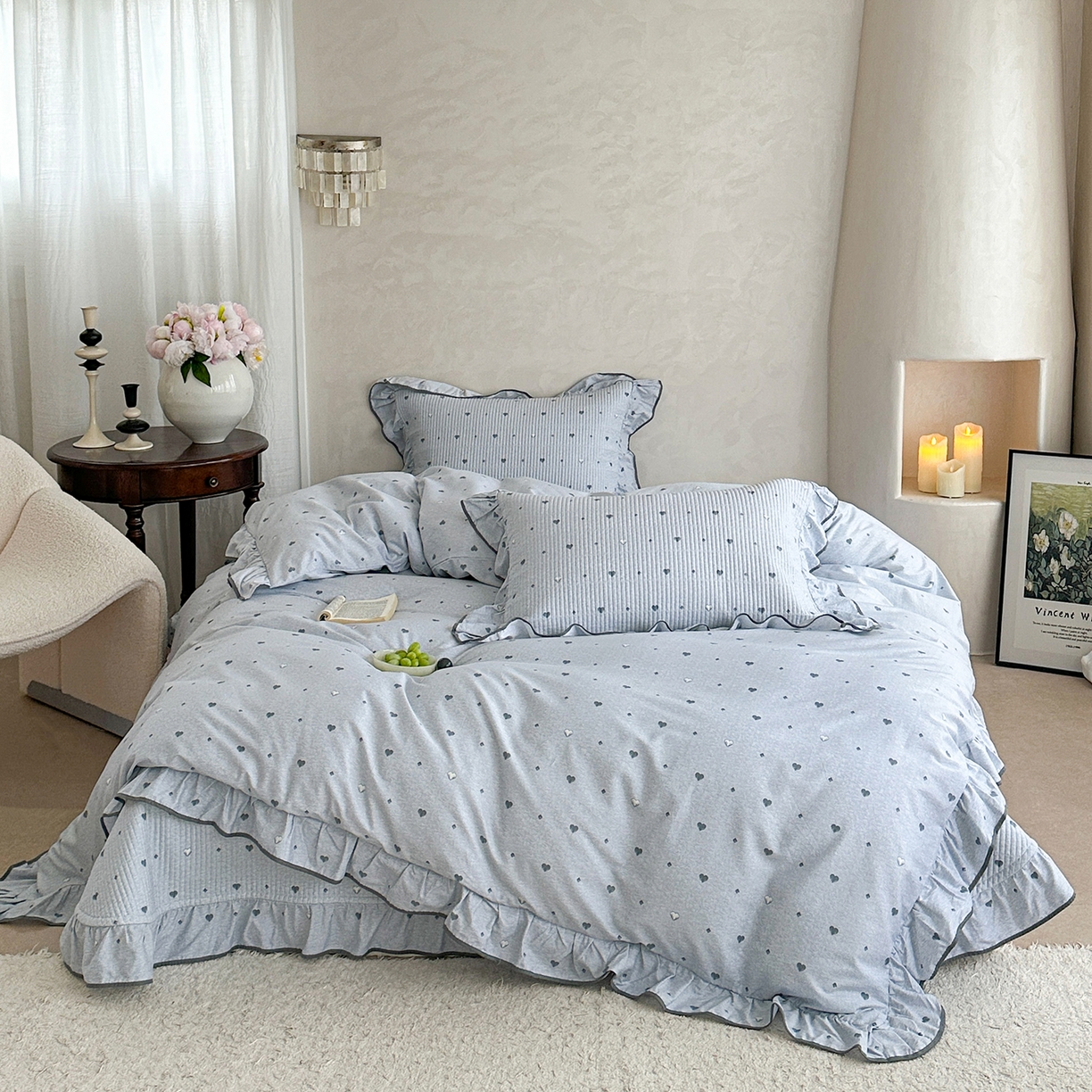 91家纺网 家纺一手货源 找家纺 （总）琳可家居2025新款全棉印花花边床盖可搭配同款被套