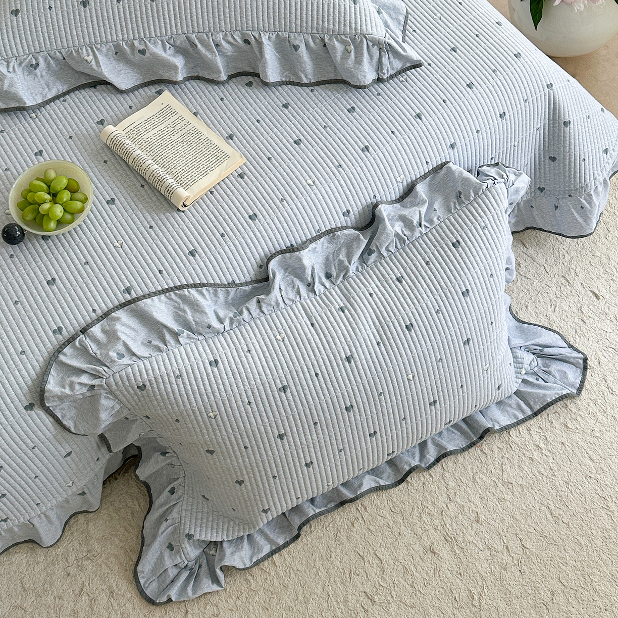 91家纺网 家纺一手货源 找家纺 （总）琳可家居2025新款全棉印花花边床盖可搭配同款被套