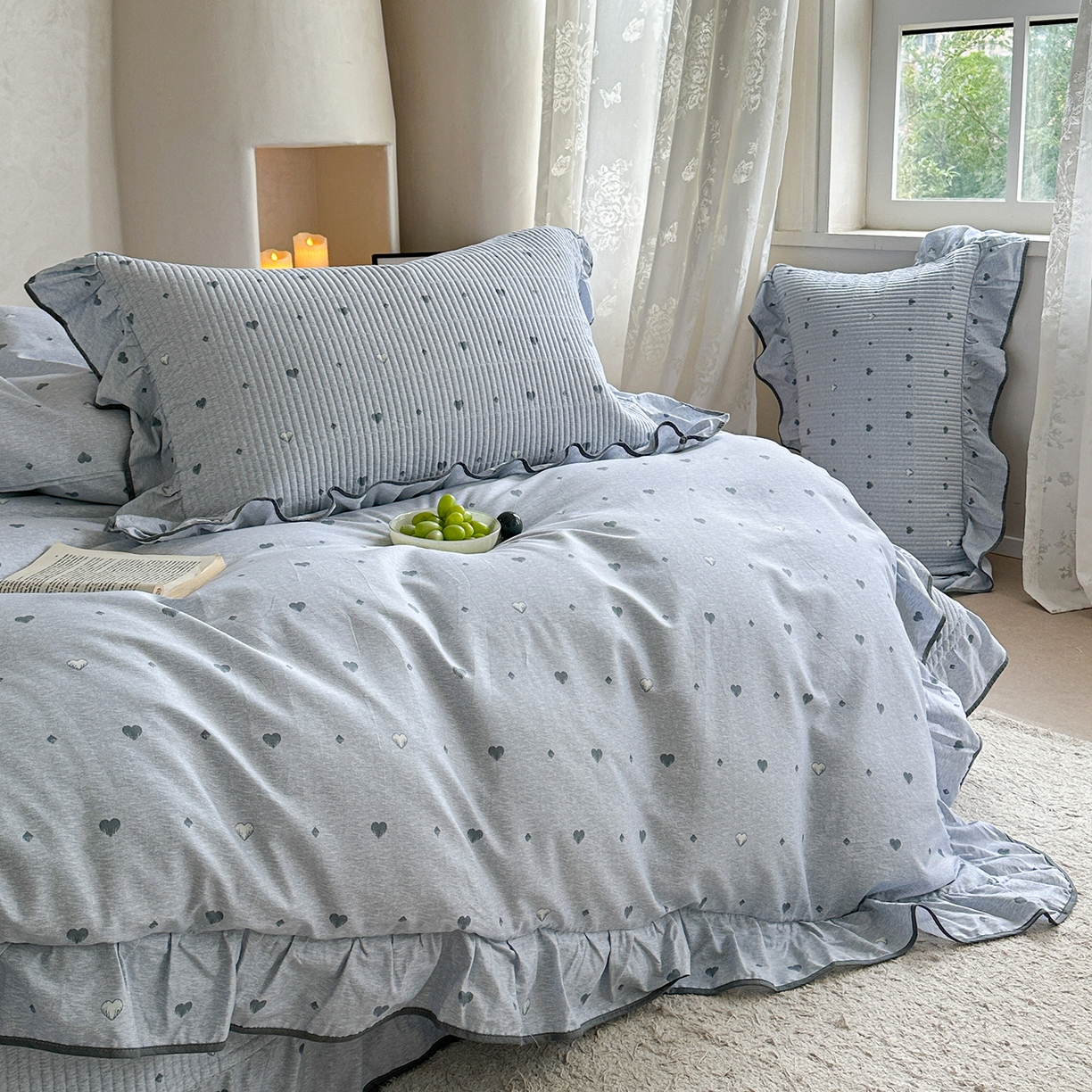 91家纺网 家纺一手货源 找家纺 （总）琳可家居2025新款全棉印花花边床盖可搭配同款被套