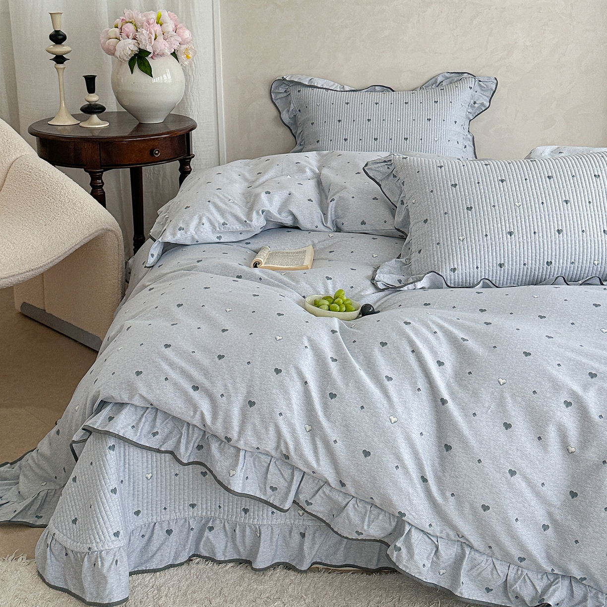 91家纺网 家纺一手货源 找家纺 （总）琳可家居2025新款全棉印花花边床盖可搭配同款被套