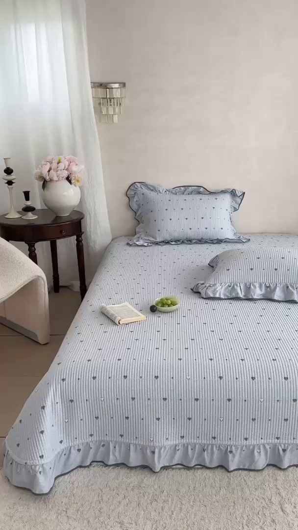 91家纺网 家纺一手货源 找家纺 （总）琳可家居2025新款全棉印花花边床盖可搭配同款被套