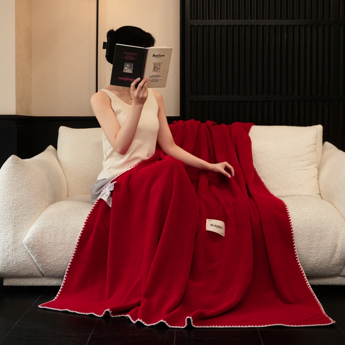 91家纺网 家纺一手货源 找家纺 艾佳 2025新款绵羊绒毛毯毯子 安格拉红