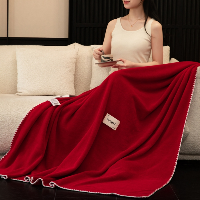 91家纺网 家纺一手货源 找家纺 艾佳 2025新款绵羊绒毛毯毯子 安格拉红