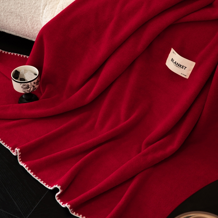 91家纺网 家纺一手货源 找家纺 艾佳 2025新款绵羊绒毛毯毯子 安格拉红