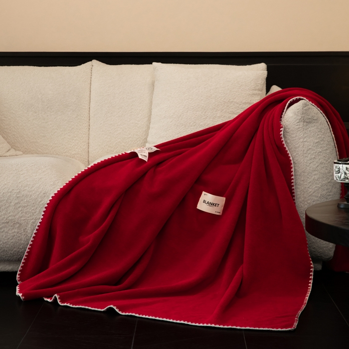 91家纺网 家纺一手货源 找家纺 艾佳 2025新款绵羊绒毛毯毯子 安格拉红