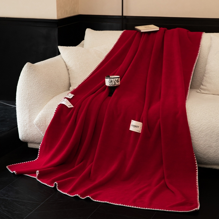 91家纺网 家纺一手货源 找家纺 艾佳 2025新款绵羊绒毛毯毯子 安格拉红