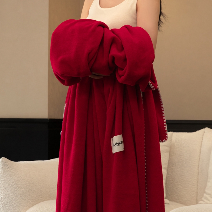 91家纺网 家纺一手货源 找家纺 艾佳 2025新款绵羊绒毛毯毯子 安格拉红