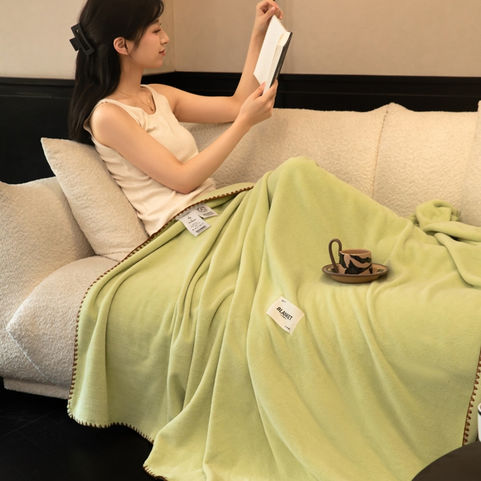 91家纺网 家纺一手货源 找家纺 艾佳 2025新款绵羊绒毛毯毯子 半夏绿
