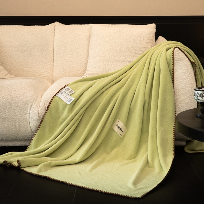91家纺网 家纺一手货源 找家纺 艾佳 2025新款绵羊绒毛毯毯子 半夏绿