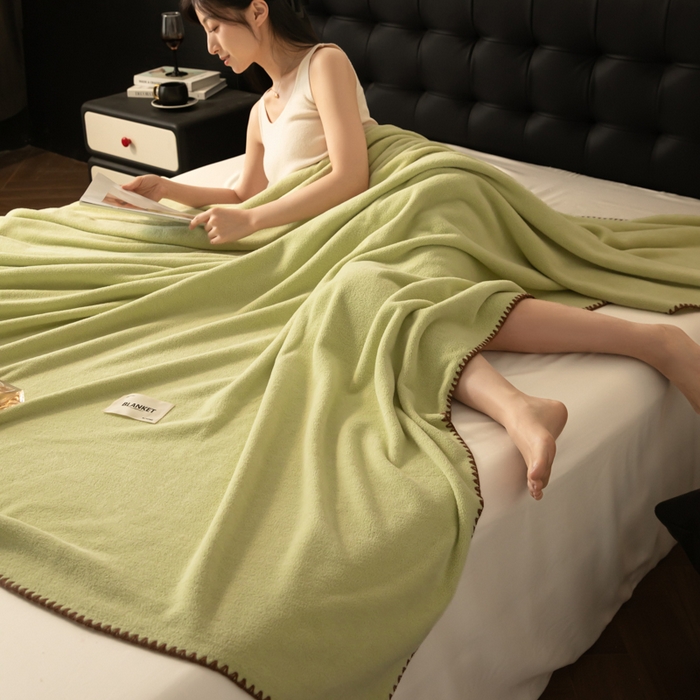 91家纺网 家纺一手货源 找家纺 艾佳 2025新款绵羊绒毛毯毯子 半夏绿