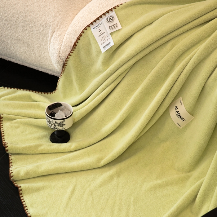91家纺网 家纺一手货源 找家纺 艾佳 2025新款绵羊绒毛毯毯子 半夏绿