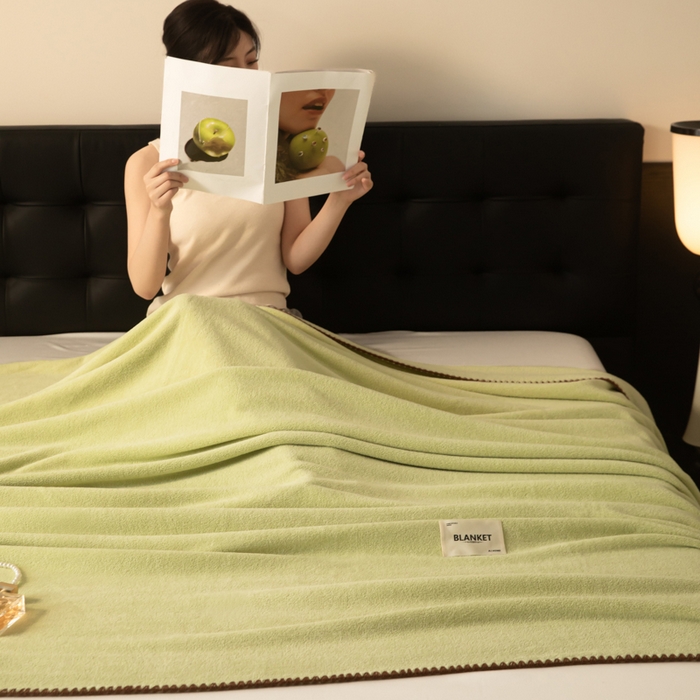 91家纺网 家纺一手货源 找家纺 艾佳 2025新款绵羊绒毛毯毯子 半夏绿