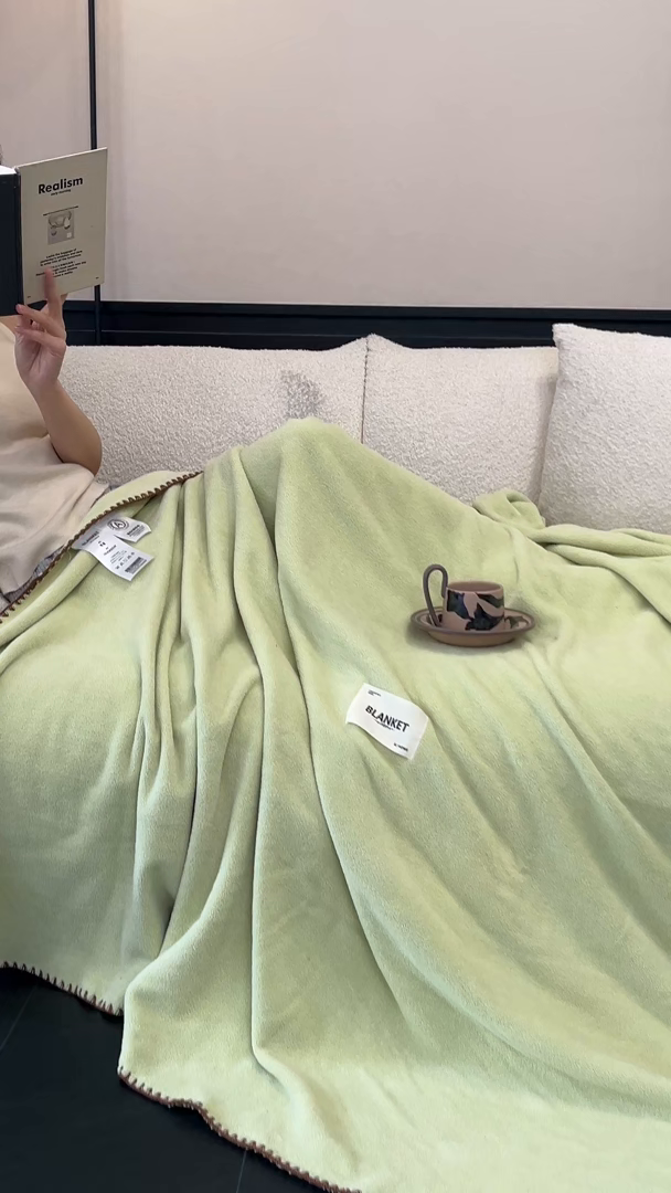 91家纺网 家纺一手货源 找家纺 艾佳 2025新款绵羊绒毛毯毯子 半夏绿