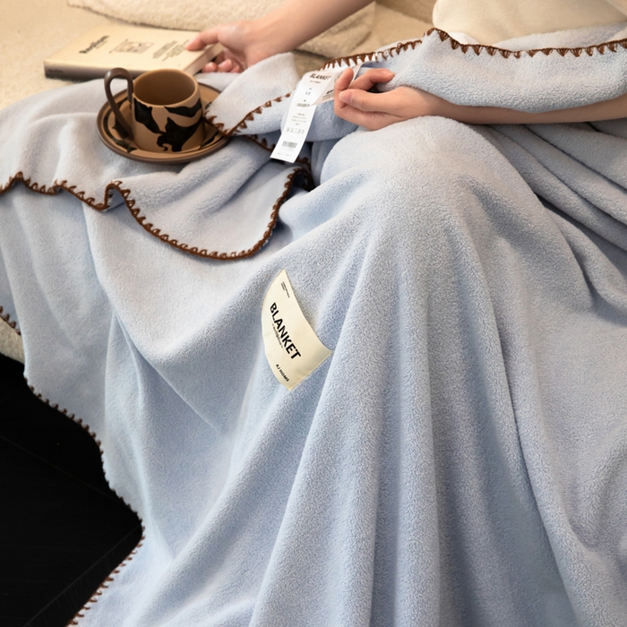 91家纺网 家纺一手货源 找家纺 艾佳 2025新款绵羊绒毛毯毯子 冰川蓝