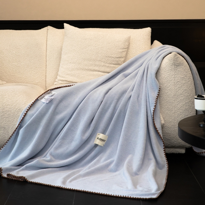 91家纺网 家纺一手货源 找家纺 艾佳 2025新款绵羊绒毛毯毯子 冰川蓝