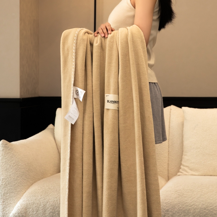91家纺网 家纺一手货源 找家纺 艾佳 2025新款绵羊绒毛毯毯子 卡其