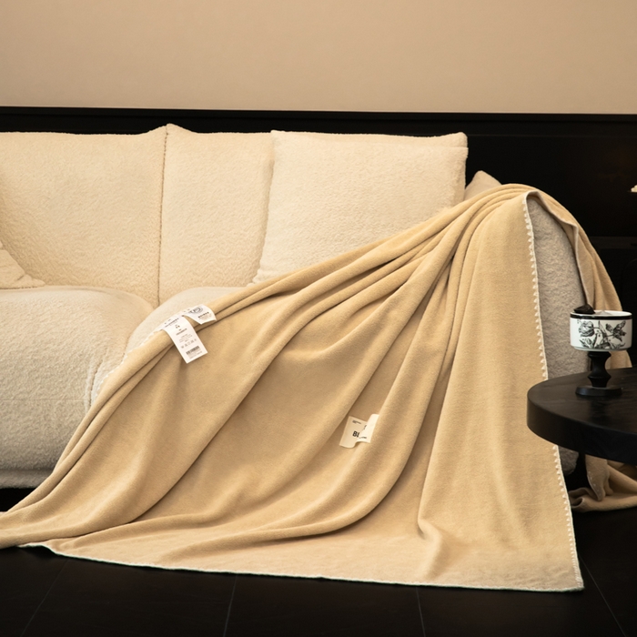 91家纺网 家纺一手货源 找家纺 艾佳 2025新款绵羊绒毛毯毯子 卡其