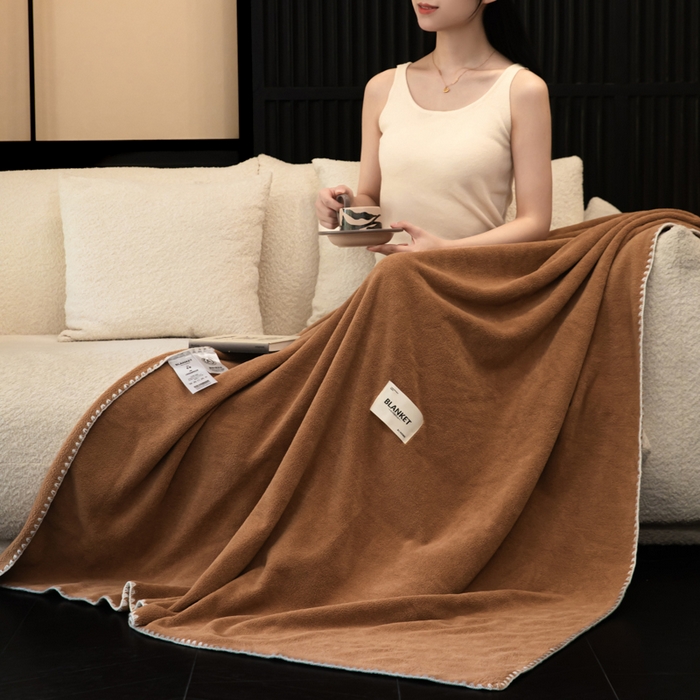 91家纺网 家纺一手货源 找家纺 艾佳 2025新款绵羊绒毛毯毯子 慕斯咖