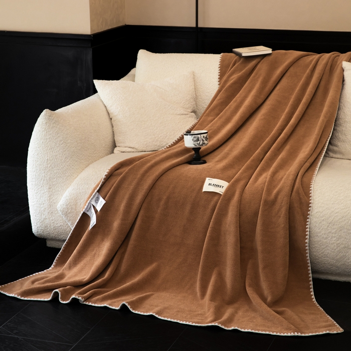 91家纺网 家纺一手货源 找家纺 艾佳 2025新款绵羊绒毛毯毯子 慕斯咖