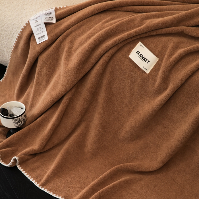 91家纺网 家纺一手货源 找家纺 艾佳 2025新款绵羊绒毛毯毯子 慕斯咖