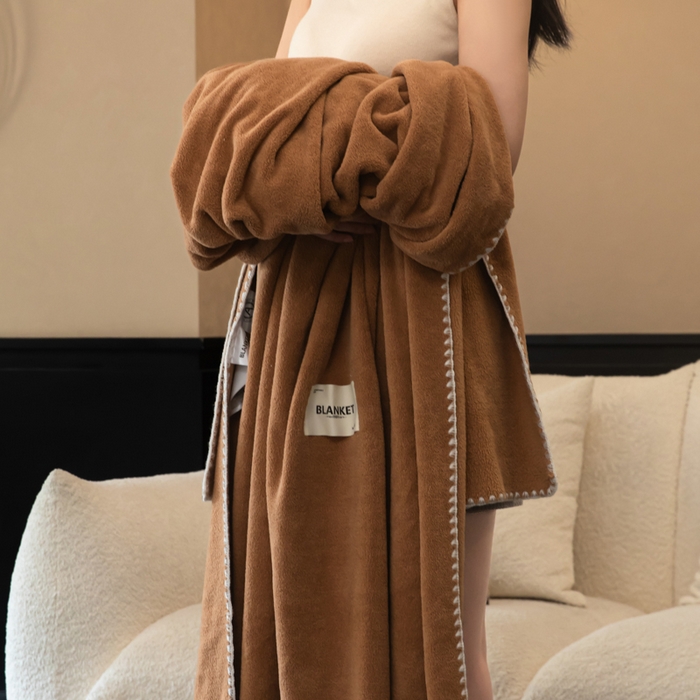 91家纺网 家纺一手货源 找家纺 艾佳 2025新款绵羊绒毛毯毯子 慕斯咖