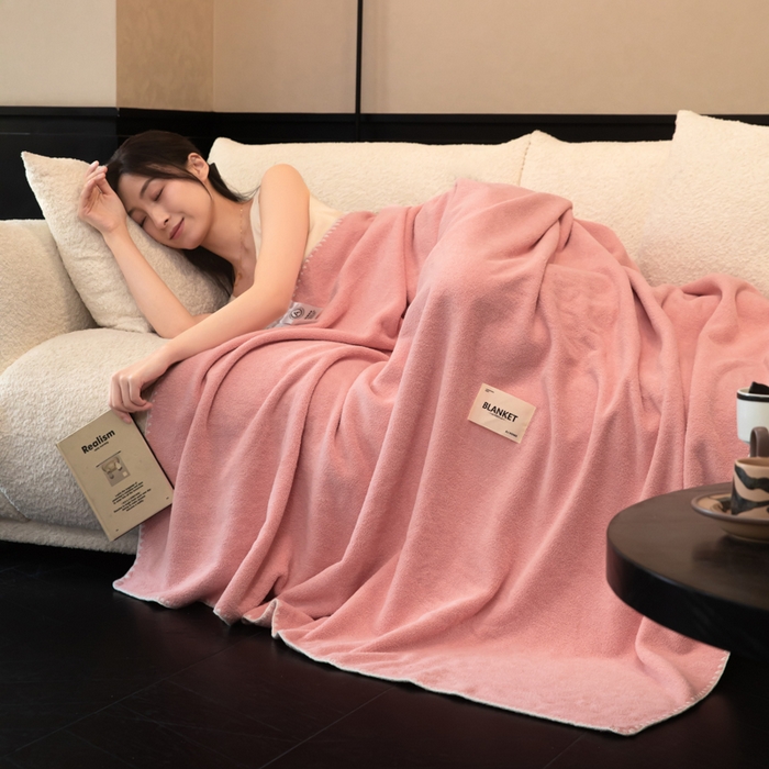 91家纺网 家纺一手货源 找家纺 艾佳 2025新款绵羊绒毛毯毯子 仙女粉