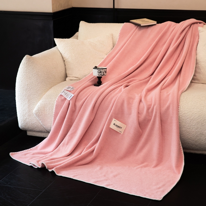 91家纺网 家纺一手货源 找家纺 艾佳 2025新款绵羊绒毛毯毯子 仙女粉