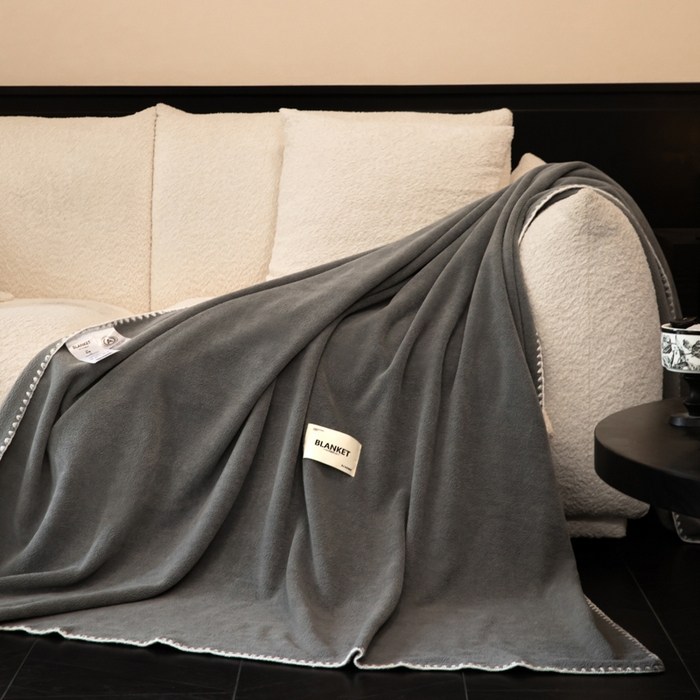 91家纺网 家纺一手货源 找家纺 艾佳 2025新款绵羊绒毛毯毯子 银河灰