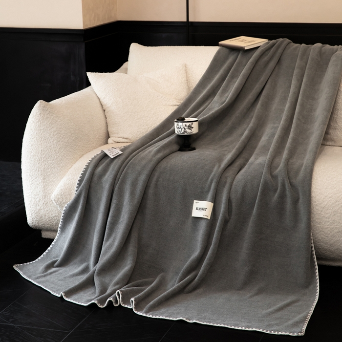 91家纺网 家纺一手货源 找家纺 艾佳 2025新款绵羊绒毛毯毯子 银河灰