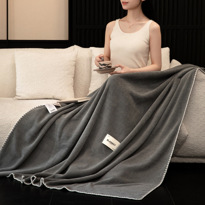 91家纺网 家纺一手货源 找家纺 艾佳 2025新款绵羊绒毛毯毯子 银河灰