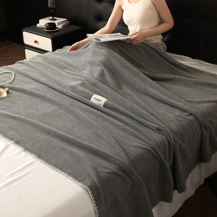 91家纺网 家纺一手货源 找家纺 艾佳 2025新款绵羊绒毛毯毯子 银河灰