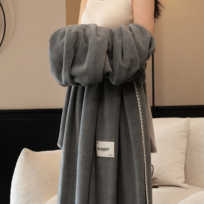 91家纺网 家纺一手货源 找家纺 艾佳 2025新款绵羊绒毛毯毯子 银河灰