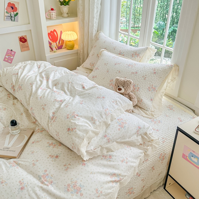 91家纺网 家纺一手货源 找家纺 岚吉家纺 2025新款全棉棉花床盖四件套 落落晨光