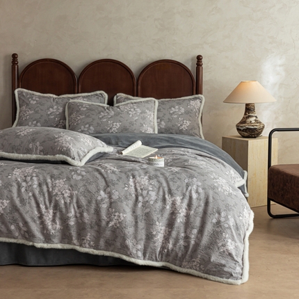 91家纺网 家纺一手货源 找家纺 （总）迷尚家居 2025新款复古色织棉麻牛奶绒棉加绒四件套