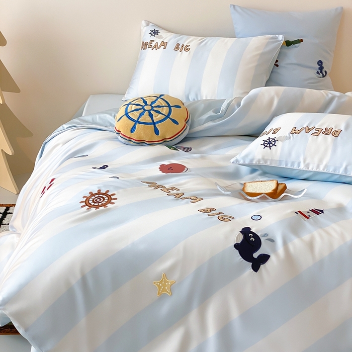 91家纺网 家纺一手货源 找家纺 （总）星野 2025新款双股澳棉长绒棉四件套-海洋之心