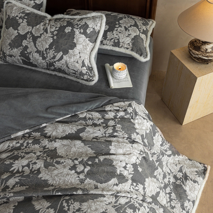 91家纺网 家纺一手货源 找家纺 迷尚家居 2025新款复古色织棉麻牛奶绒棉加绒四件套 玉环-绒